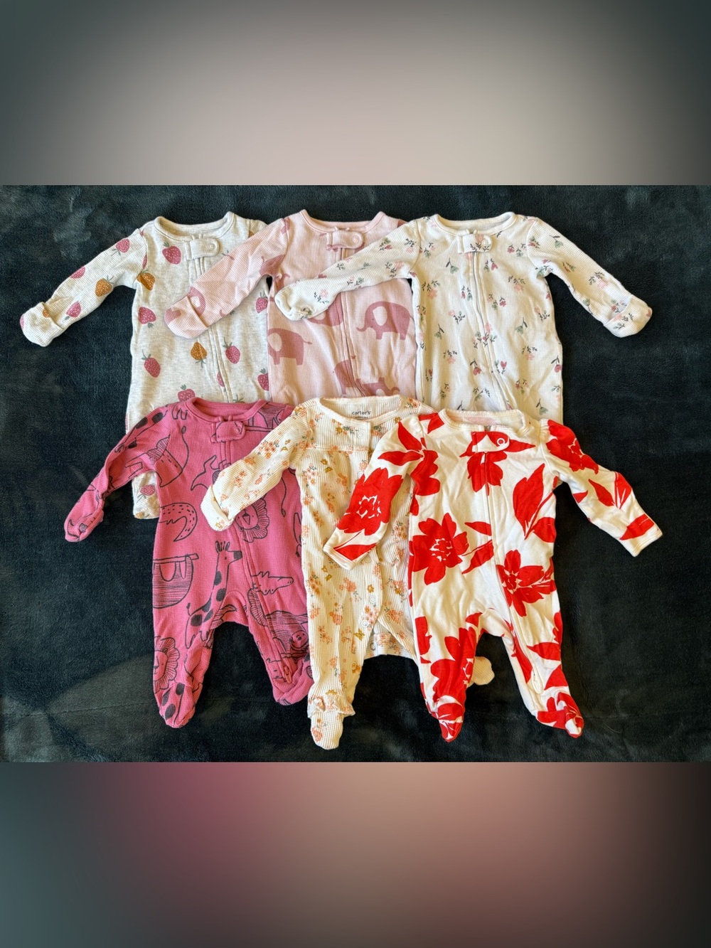 8 Assorted Carter’s Newborn Baby Girl Pajamas EUC